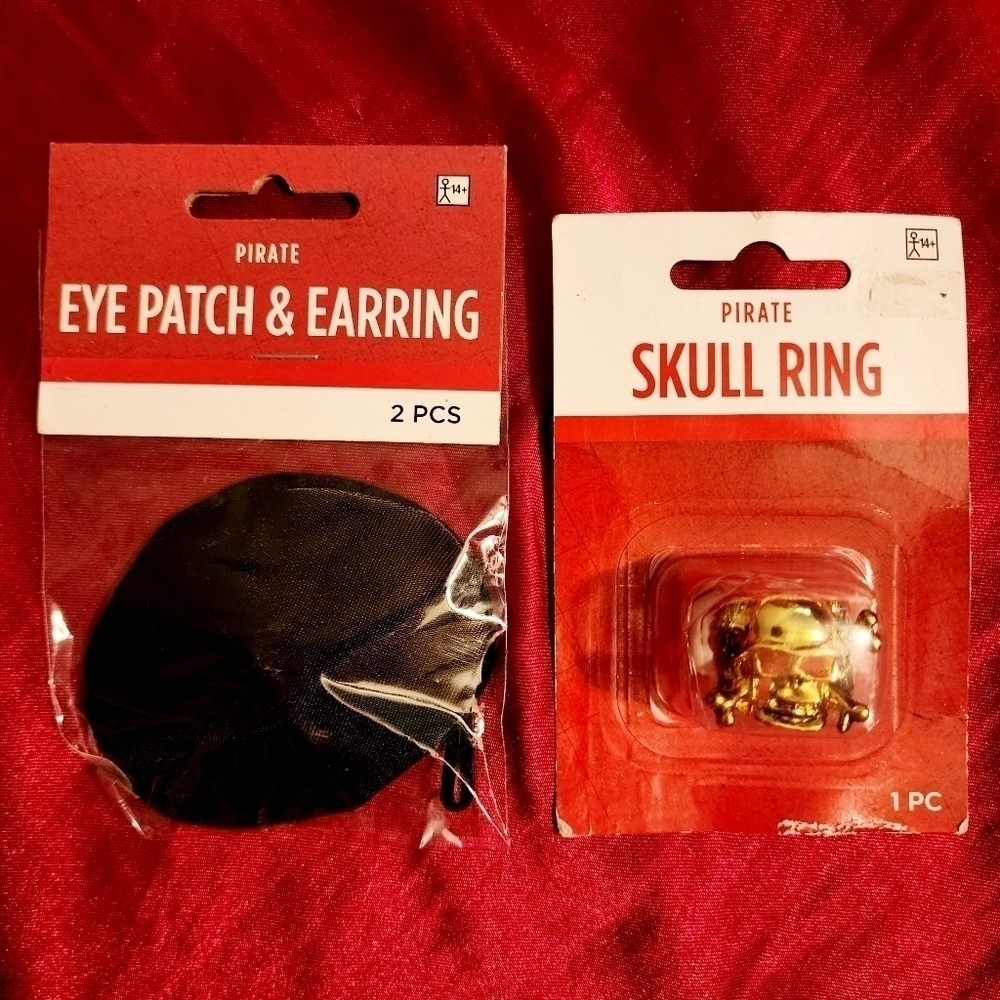 NWT Pirate Eye Patch Earring Ring Halloween Party Costume Cosplay Accessory New
